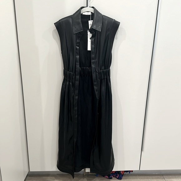 JONATHAN SIMKHAI BLACK LEATHER DRESS XS - Picture 1 of 7